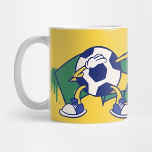 Dabbing Soccer Ball Cartoon Brazil Brasil Flag Football Mug